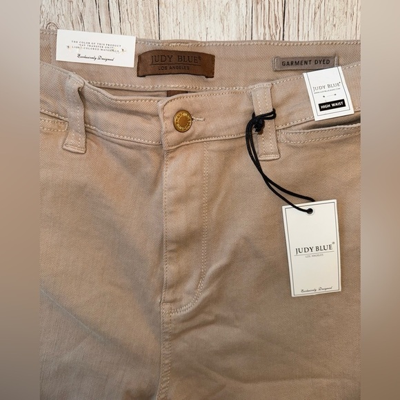 NWT Judy Blue khaki High Waist Cropped Wide Leg Raw Hem - Size 13/31 - Picture 4 of 10